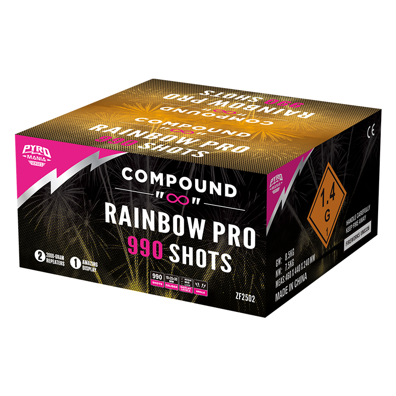 Rainbow Pro 990 Shots Roman Candle Compond Cake ZF2502
