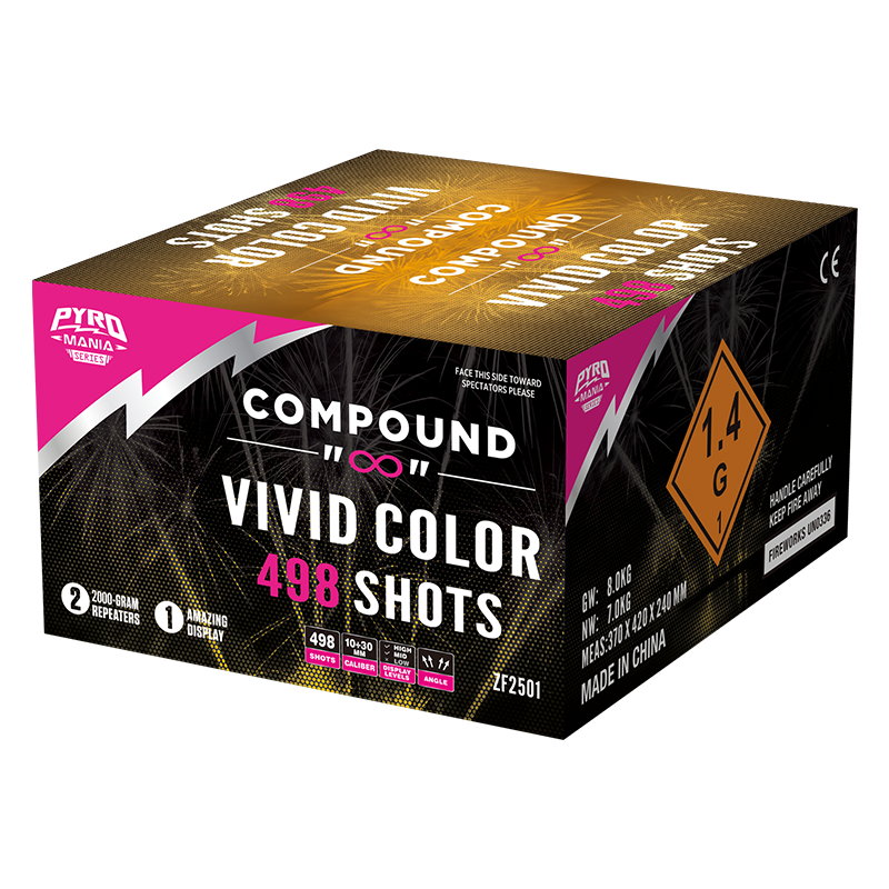 Vivid Color 498 Shots Roman Candle Compond Cake ZF2501